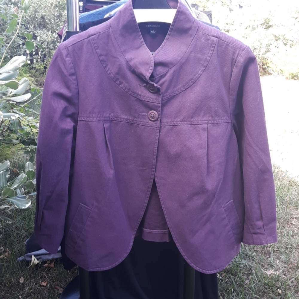 Chadwick Purple Car Coat One Button size Large